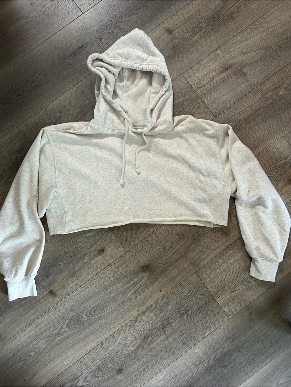 TNA Airy AF Fleece Cropped Hoodie - Light Gray
